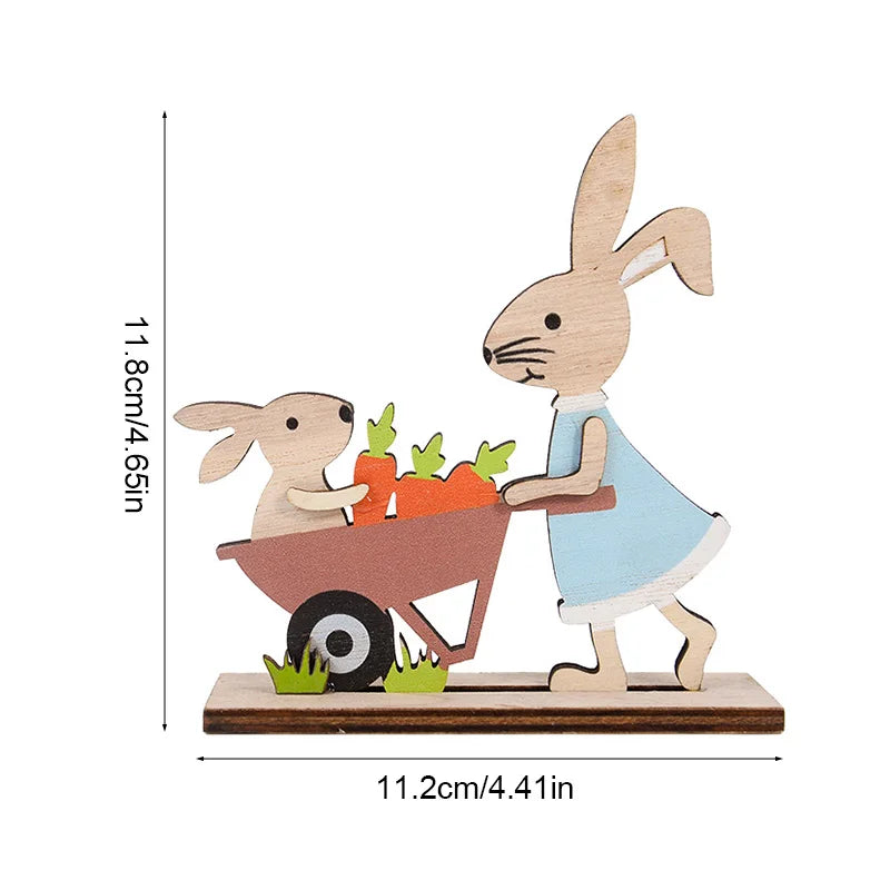 Bájos nyuszi fa figura – tavaszi, húsvéti dekoráció